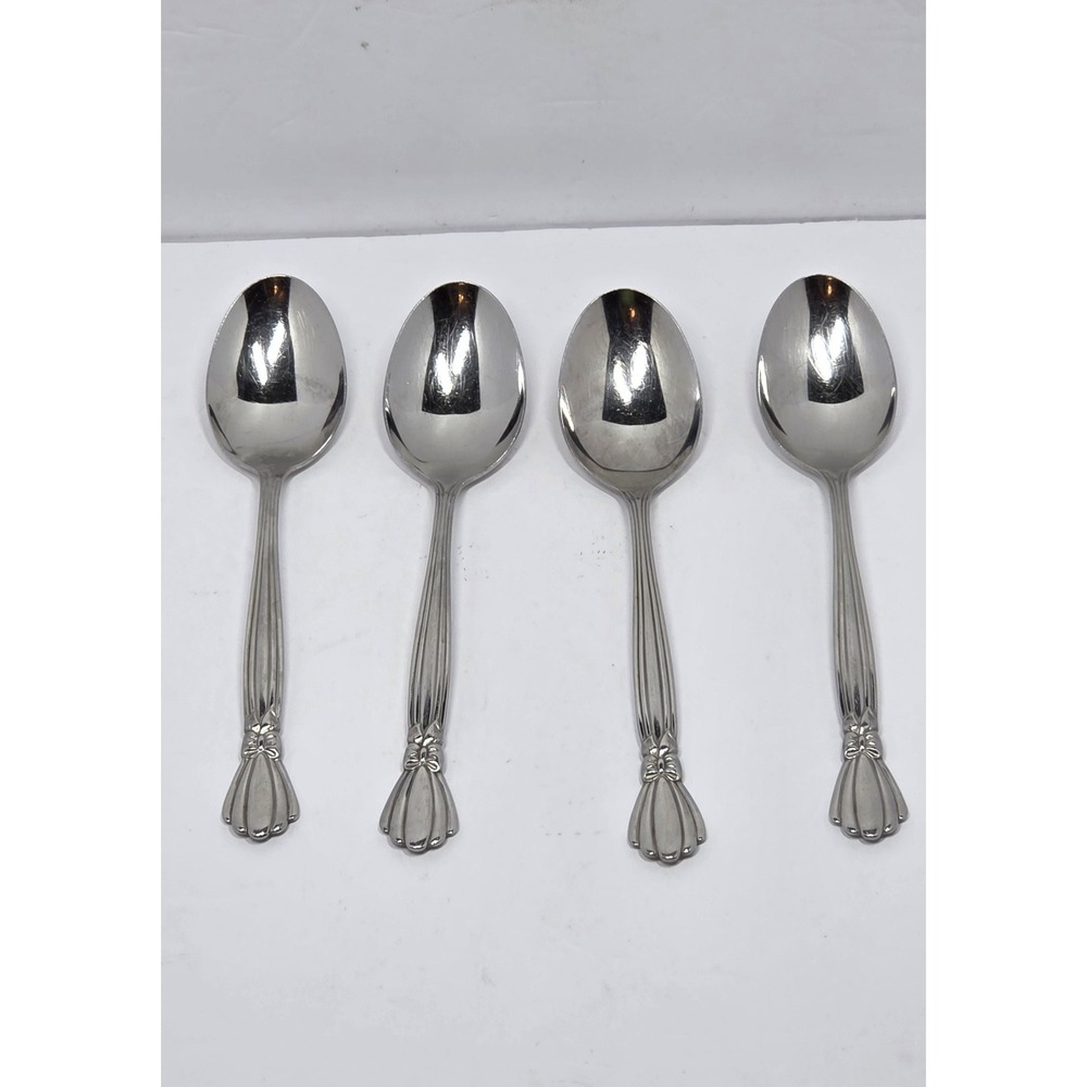 Oneida Deluxe Alexis Tablespoons Set of 4 Stainless Steel Oval Soup Spoons 6.75"